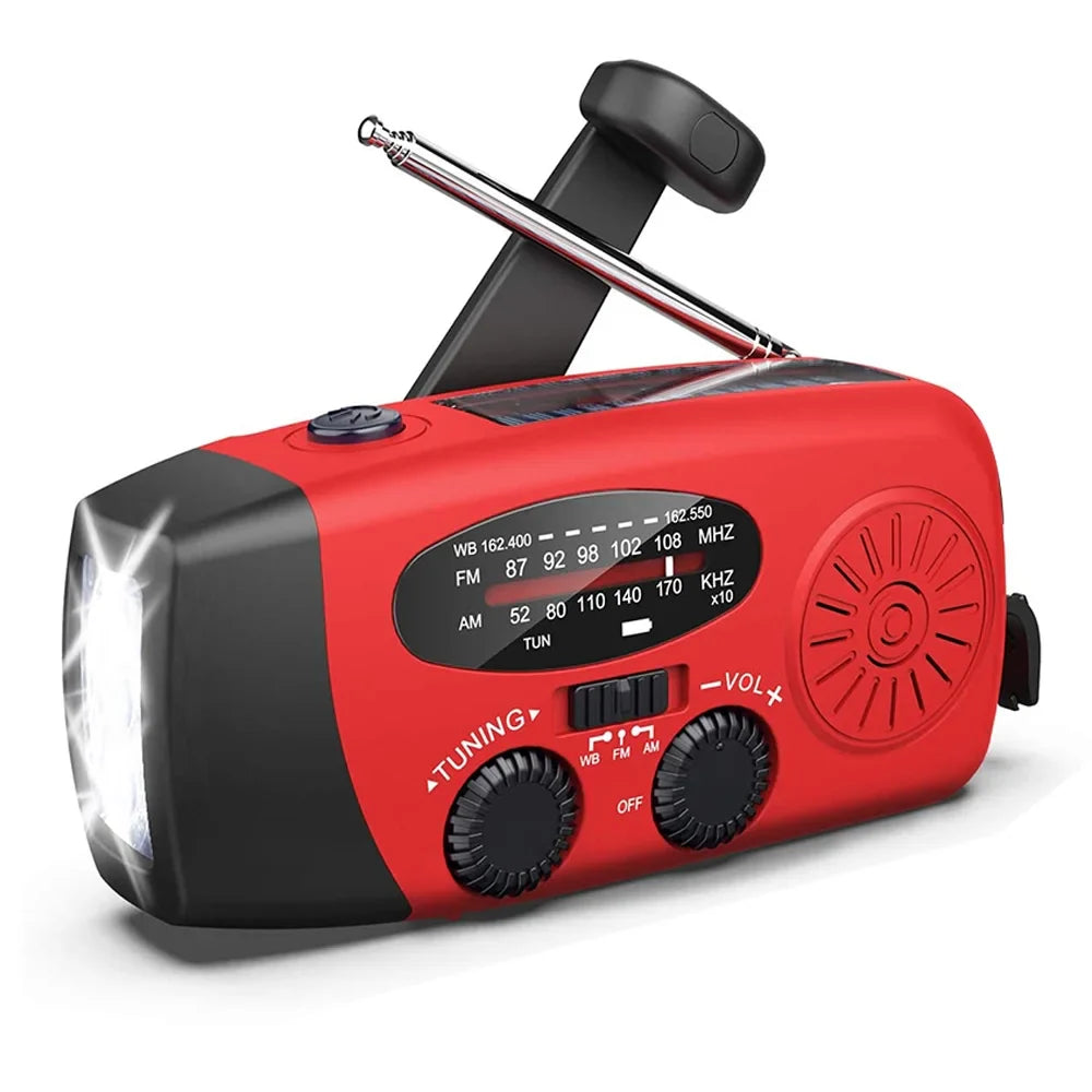 Emergency Solar Hand Crank Radio with 1000mAh Power Bank and Built-in Flashlight for Ultimate Preparedness